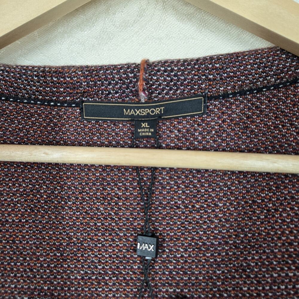 Max Sport Hooded Longline Cardigan XL Black Orange Open Front Pockets $368 SRP - Picture 11 of 16